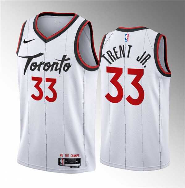 Men's Toronto Raptors #33 Gary Trent Jr. White 2023-24 Association Edition Stitched Basketball Jersey Dzhi